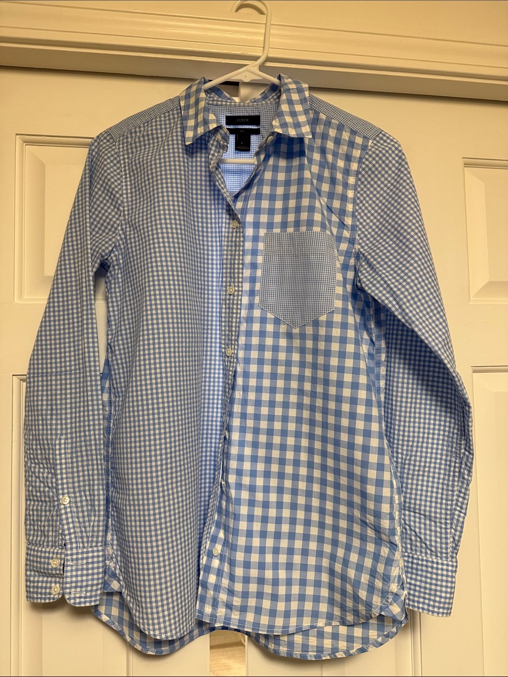 J. Crew Blue Patchwork Gingham Button-Down Shirt